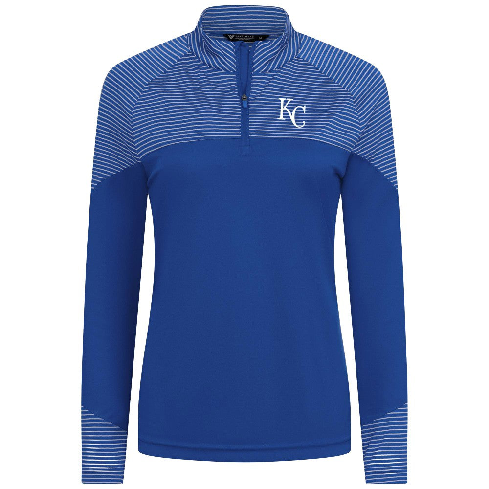 Kansas City Royals Levelwear Women's Classic Stripes Insignia 2.0 Raglan Quarter-Zip Top Sale