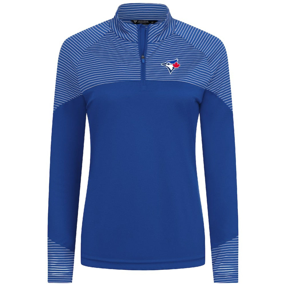 Toronto Blue Jays Levelwear Women's Classic Stripes Insignia 2.0 Raglan Quarter-Zip Top Online