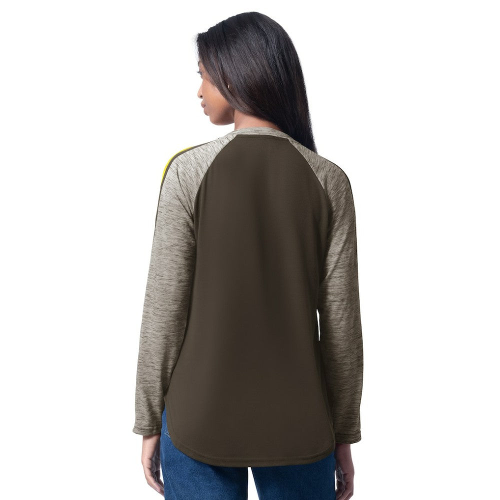 San Diego Padres G-III 4Her by Carl Banks Women's Top Dog Raglan Long Sleeve V-Neck T-Shirt Lifestyle
