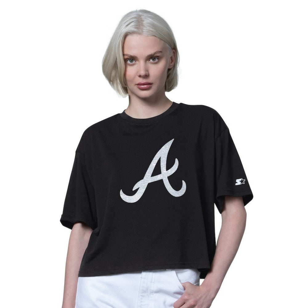 Atlanta Braves Starter Women's Holy Grail Boxy Cropped T-Shirt Lifestyle