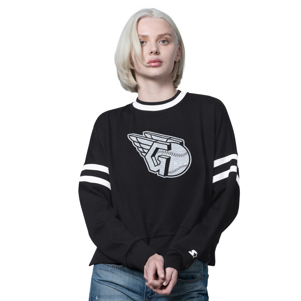 Cleveland Guardians Starter Women's Rally Cropped Drop Shoulder Crewneck Sweatshirt Lifestyle