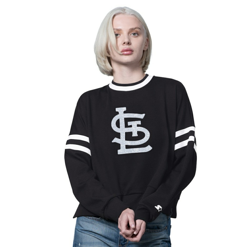 St. Louis Cardinals Starter Women's Rally Cropped Drop Shoulder Crewneck Sweatshirt Clearance