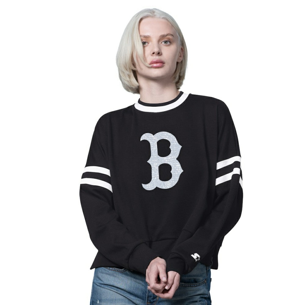 Boston Red Sox Starter Women's Rally Cropped Drop Shoulder Crewneck Sweatshirt discount