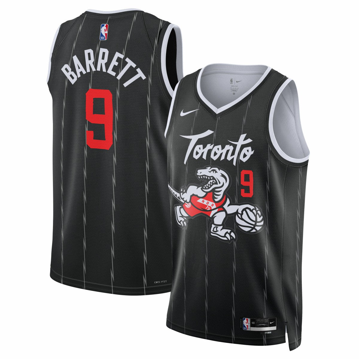 Nike - RJ Barrett Toronto Raptors Unisex 2025/26 Swingman Jersey - Black - City Edition