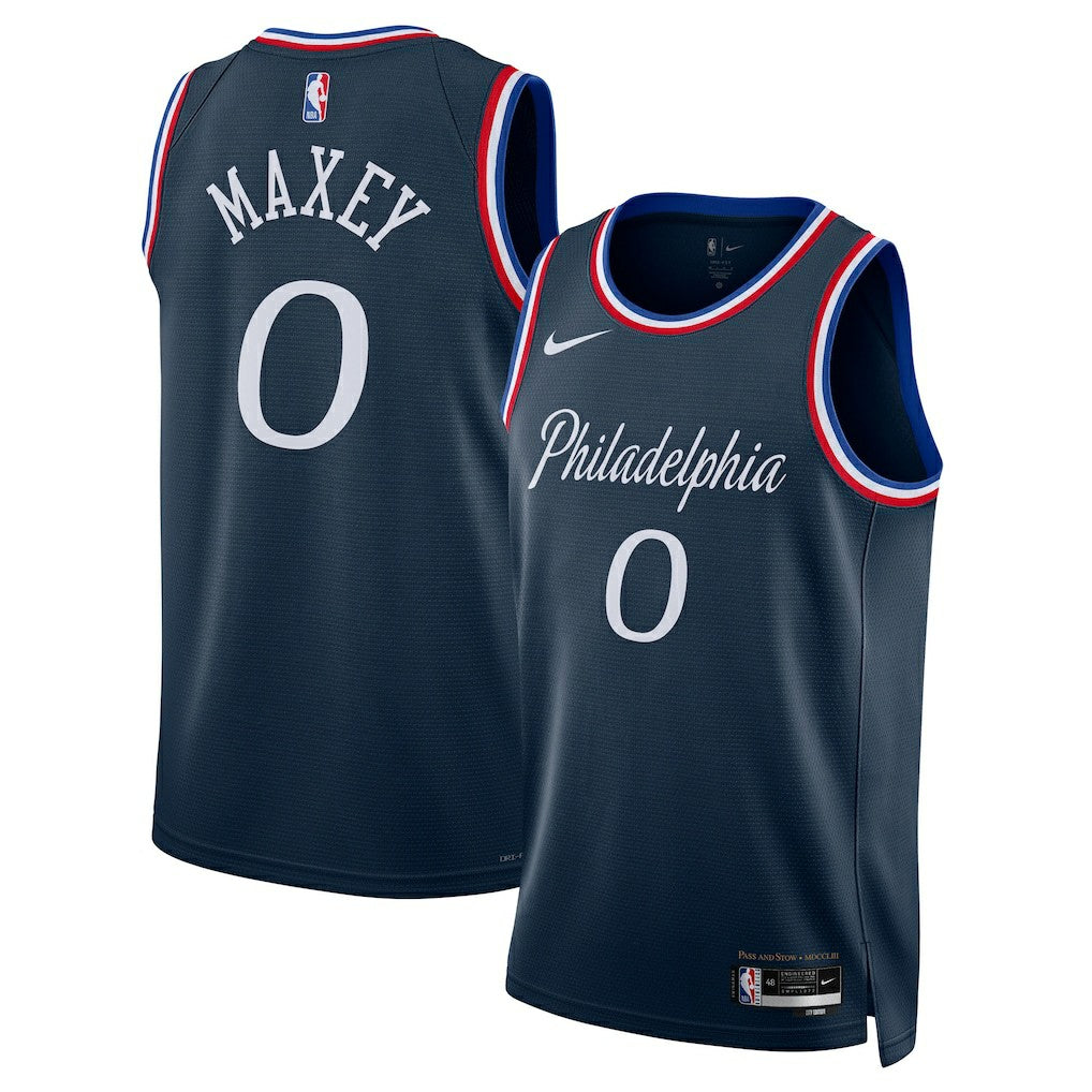 Nike - Tyrese Maxey Philadelphia 76ers Unisex 2025/26 Swingman Jersey - Navy - City Edition