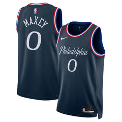 Nike - Tyrese Maxey Philadelphia 76ers Unisex 2025/26 Swingman Jersey - Navy - City Edition