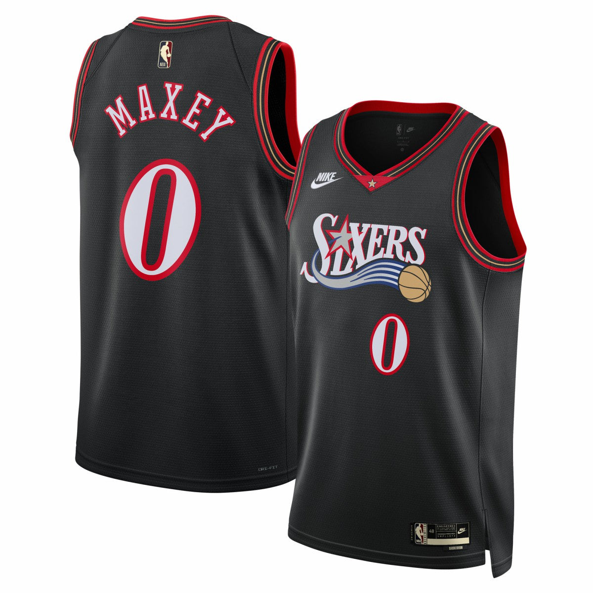 Nike - Tyrese Maxey Philadelphia 76ers Unisex Swingman Jersey - Classic Edition - Black
