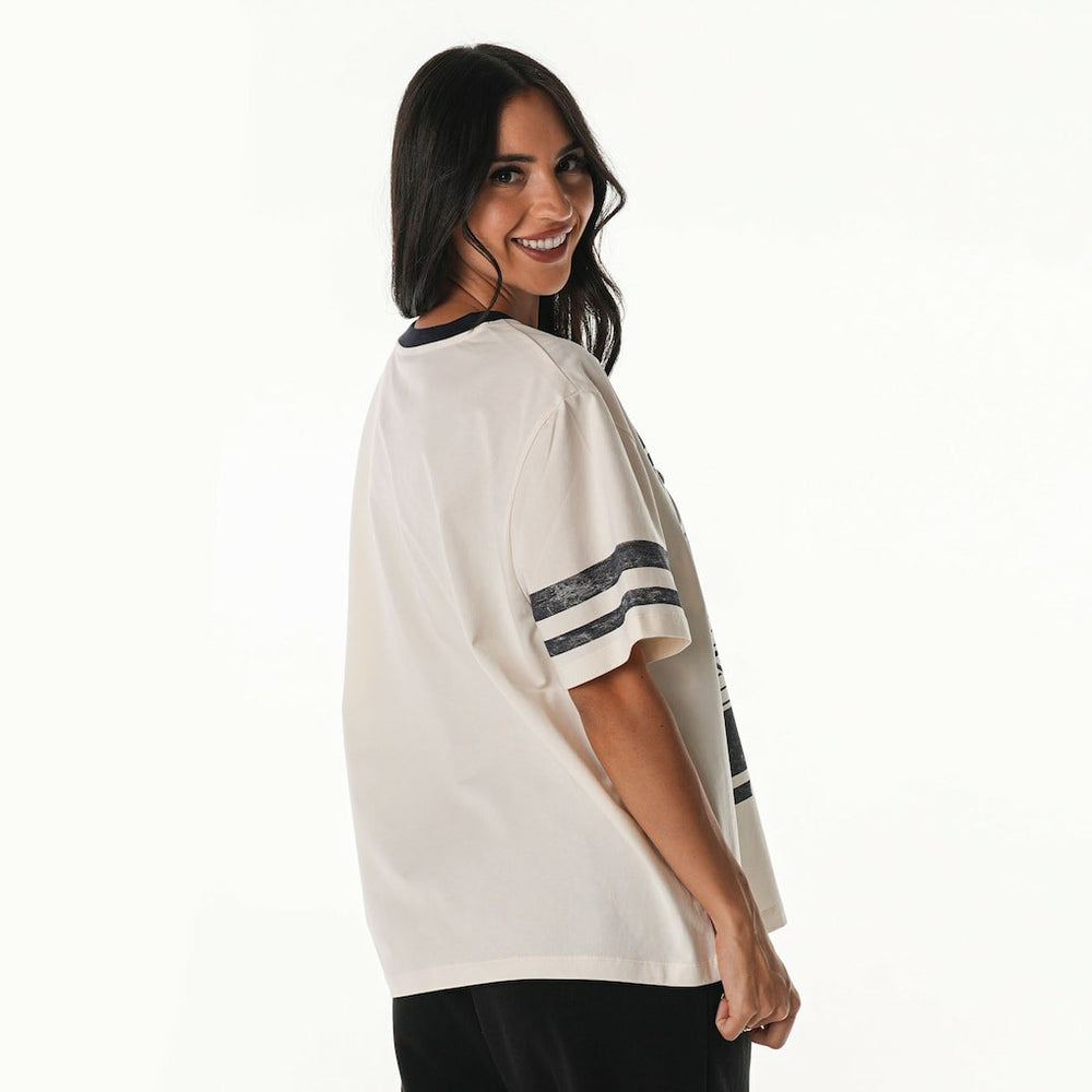 Dallas Cowboys The Wild Collective Women's Vintage Drop Shoulder Oversized Boyfriend T-Shirt Cream - NFL