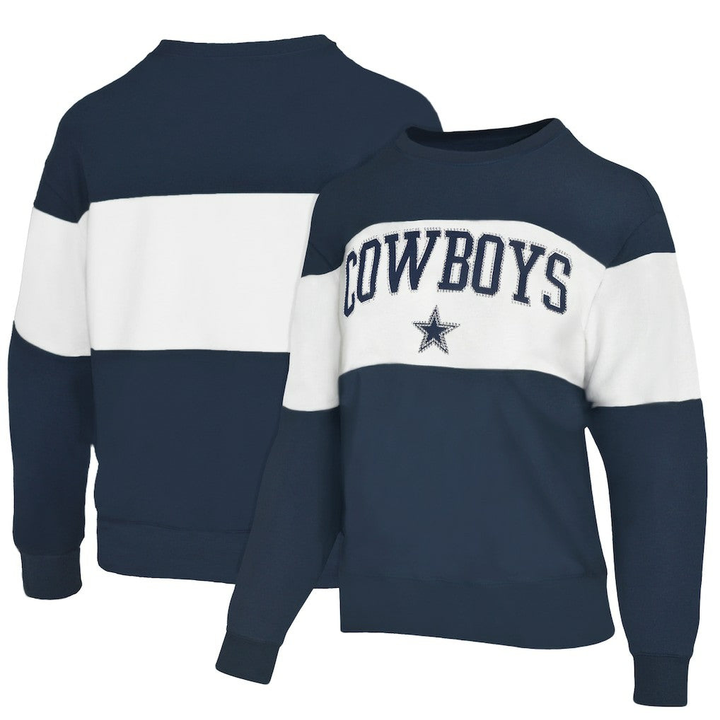 Dallas Cowboys Lauren James Women's Bling Colorblock Terry Sweatshirt Navy - NFL