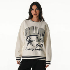 Dallas Cowboys The Wild Collective Women's Oversized Vintage French Terry Sweatshirt Cream - NFL