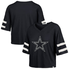 Dallas Cowboys '47 Women's Premier Scout Cropped V-Neck T-Shirt Navy - 47 brand