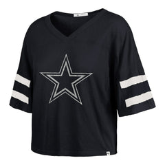 Dallas Cowboys '47 Women's Premier Scout Cropped V-Neck T-Shirt Navy - 47 brand