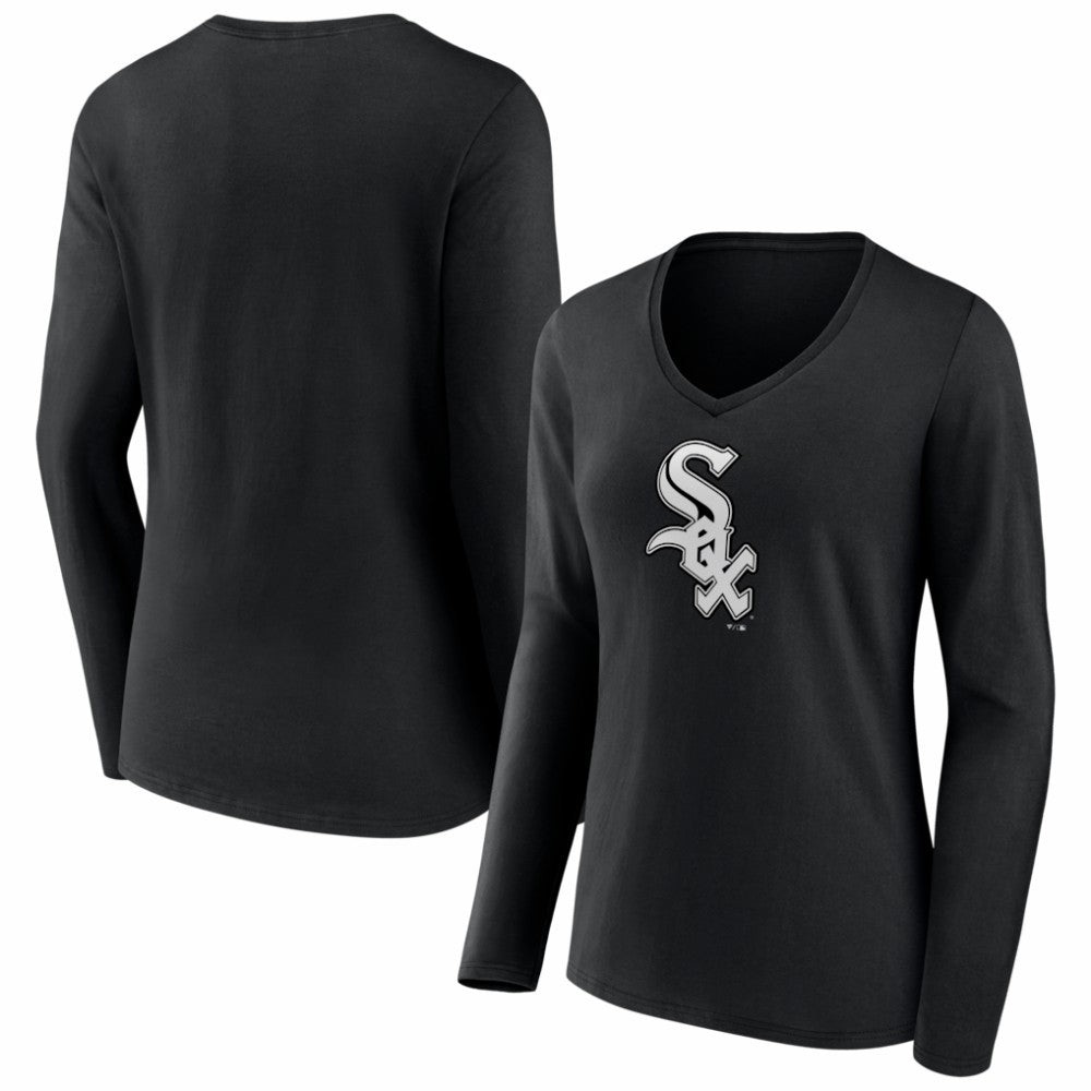 Chicago White Sox Women's Logo Long Sleeve V-Neck T-Shirt On Sale
