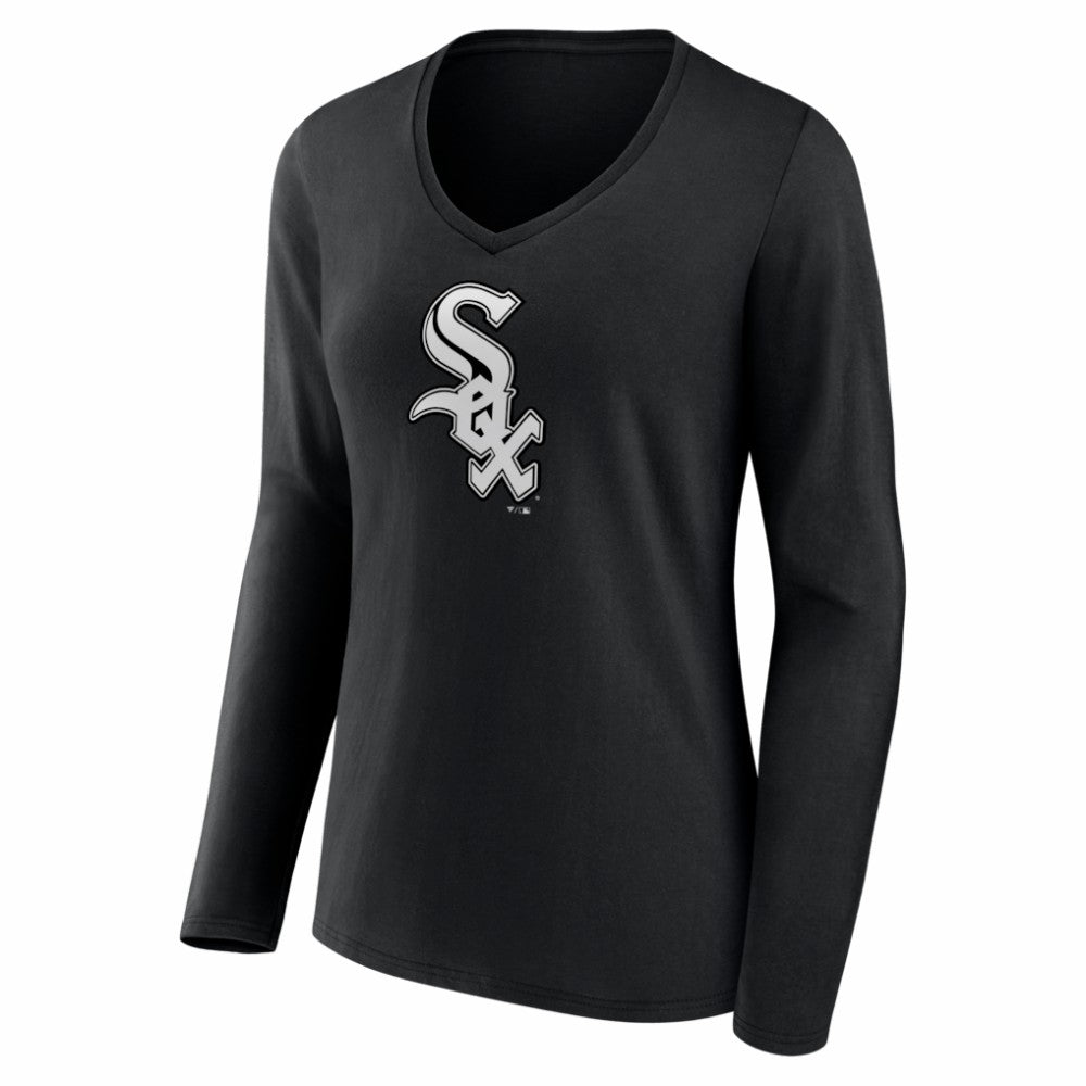 Chicago White Sox Women's Logo Long Sleeve V-Neck T-Shirt On Sale