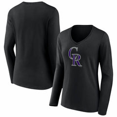 Colorado Rockies Women's Logo Long Sleeve V-Neck T-Shirt Online