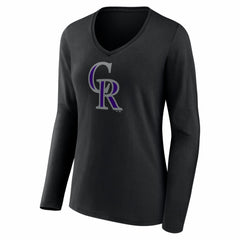 Colorado Rockies Women's Logo Long Sleeve V-Neck T-Shirt Online