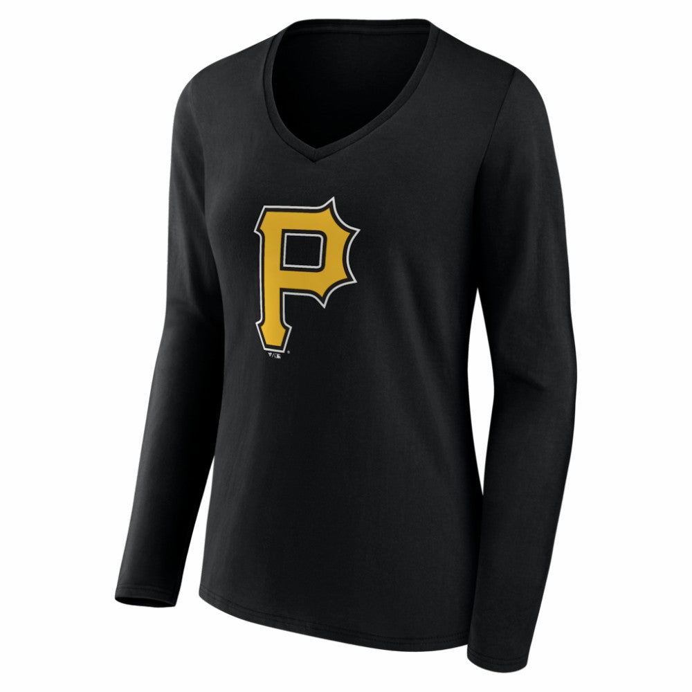 Pittsburgh Pirates Women's Logo Long Sleeve V-Neck T-Shirt Lifestyle