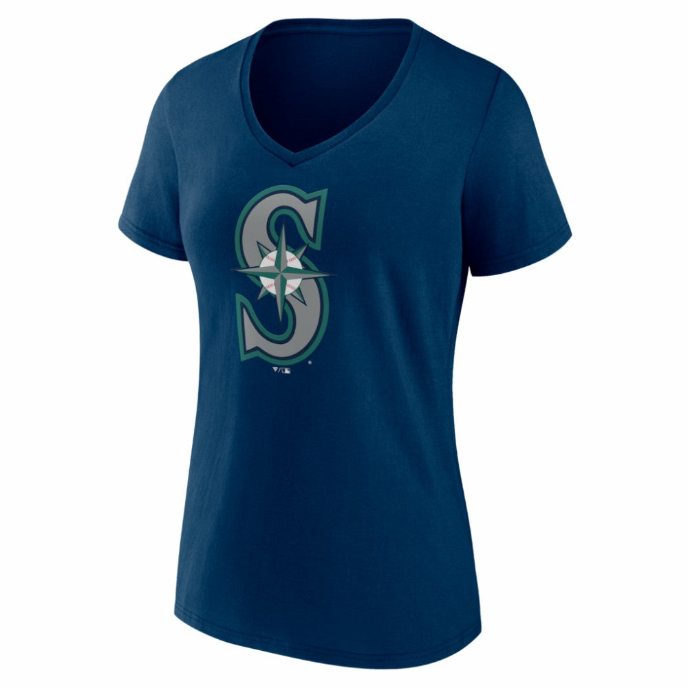 Seattle Mariners Women's Logo V-Neck T-Shirt On Sale