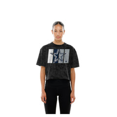 Dallas Cowboys New Era Women's Boxy Cropped Sport Night Mineral Wash T-Shirt Black - NFL