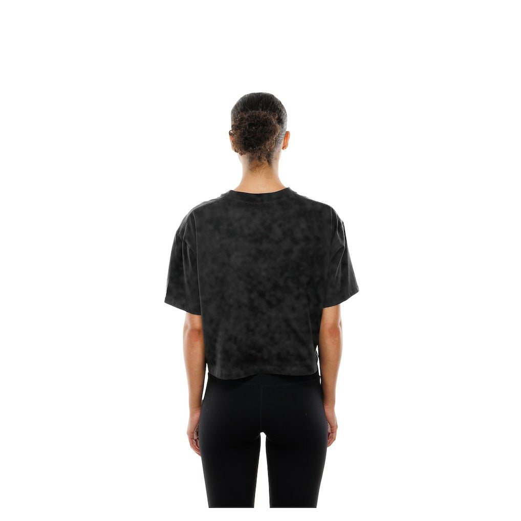 Dallas Cowboys New Era Women's Boxy Cropped Sport Night Mineral Wash T-Shirt Black - NFL