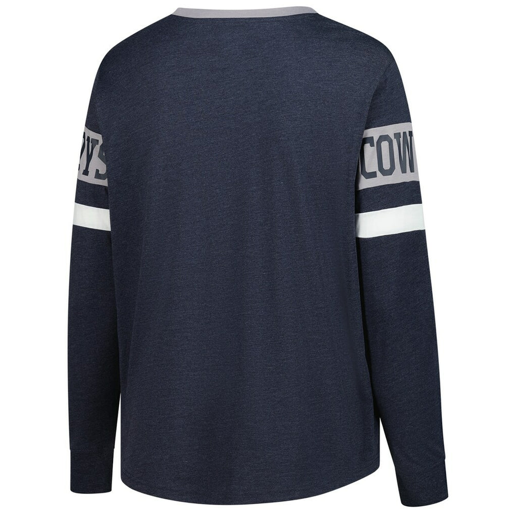 Dallas Cowboys New Era Women's Plus Size Throwback Lace-Up Long Sleeve T-Shirt Navy - NFL