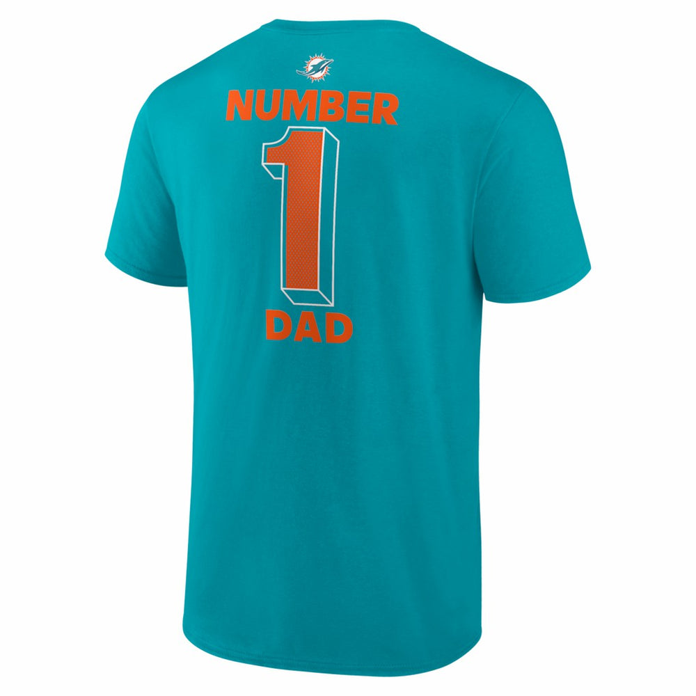 Miami Dolphins #1 Dad Jersey T-Shirt Aqua - NFL