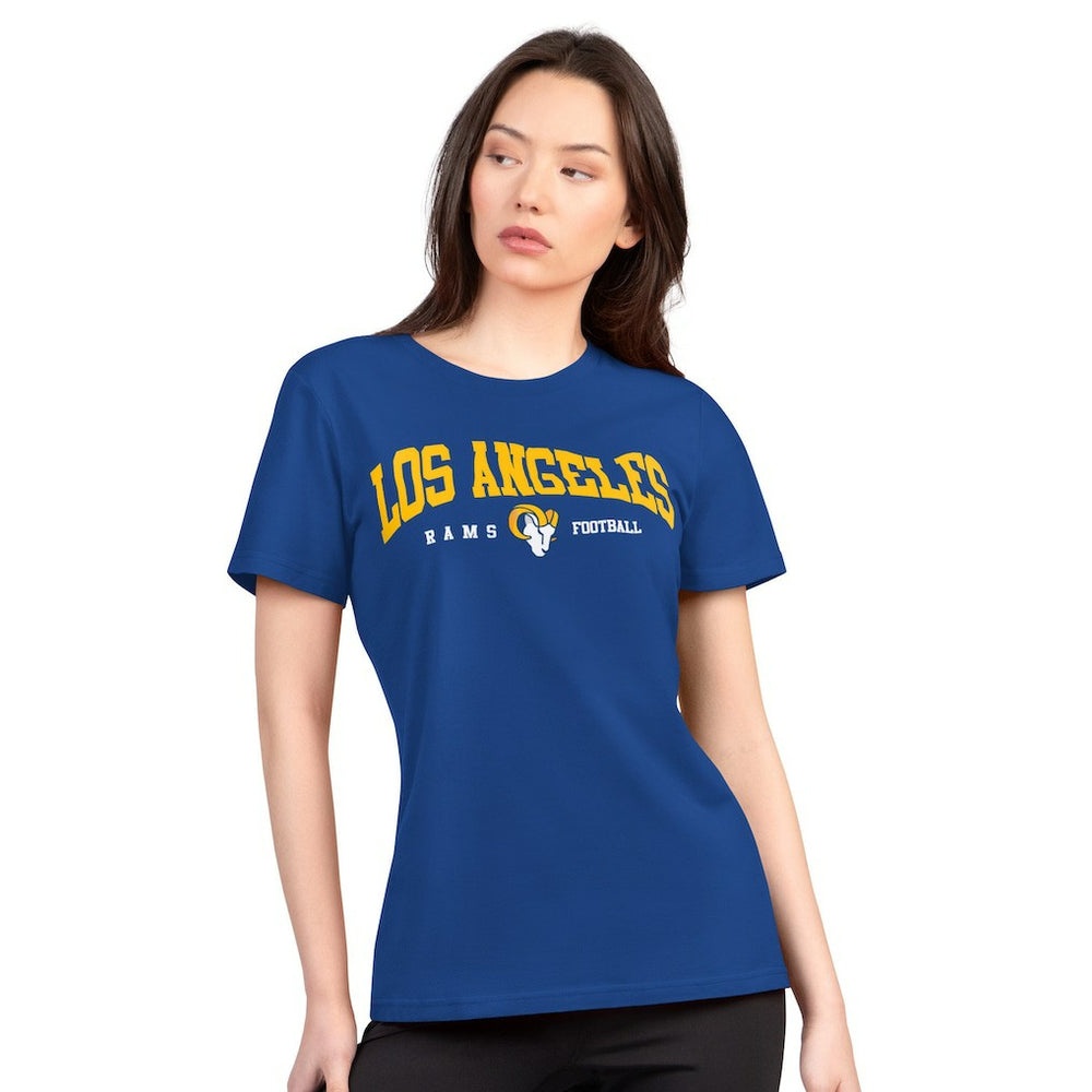 Los Angeles Rams G-III 4Her by Carl Banks Women's Super-Slim Lightweight Winning Crew T-Shirt Royal - NFL