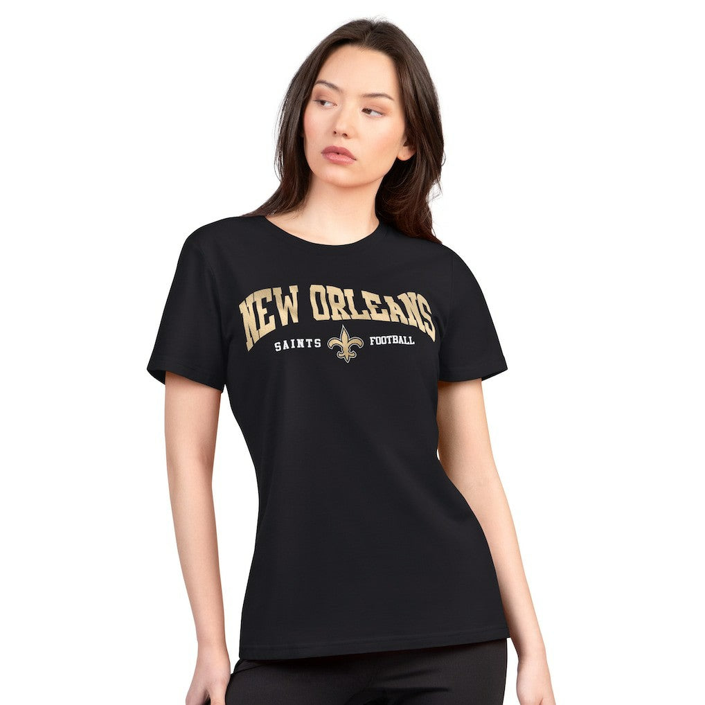 New Orleans Saints G-III 4Her by Carl Banks Women's Super-Slim Lightweight Winning Crew T-Shirt Black - NFL