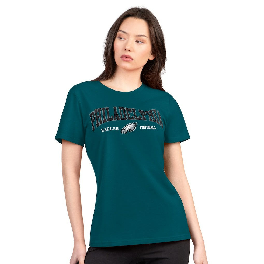 Philadelphia Eagles G-III 4Her by Carl Banks Women's Super-Slim Lightweight Winning Crew T-Shirt Green - NFL