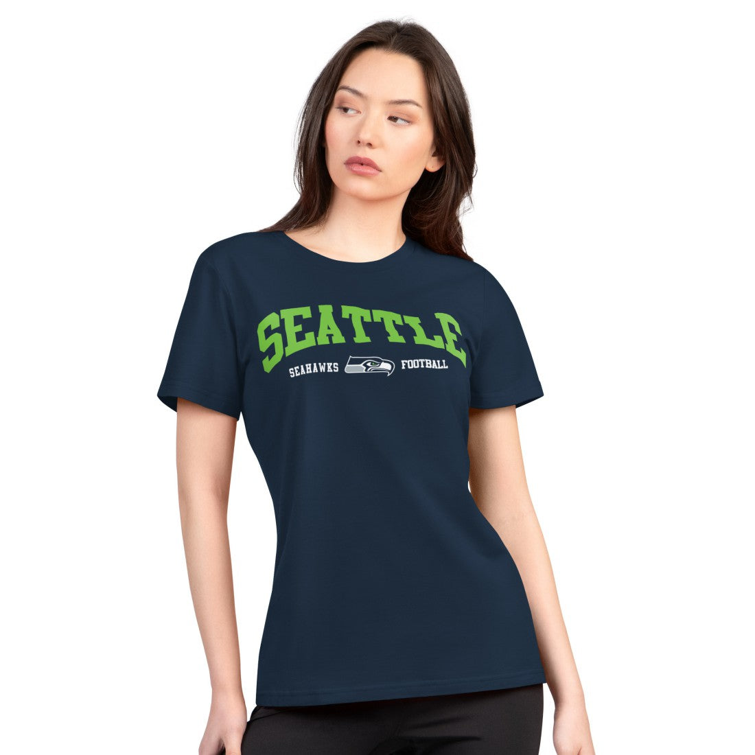 Seattle Seahawks G-III 4Her by Carl Banks Women's Super-Slim Lightweight Winning Crew T-Shirt Navy - NFL