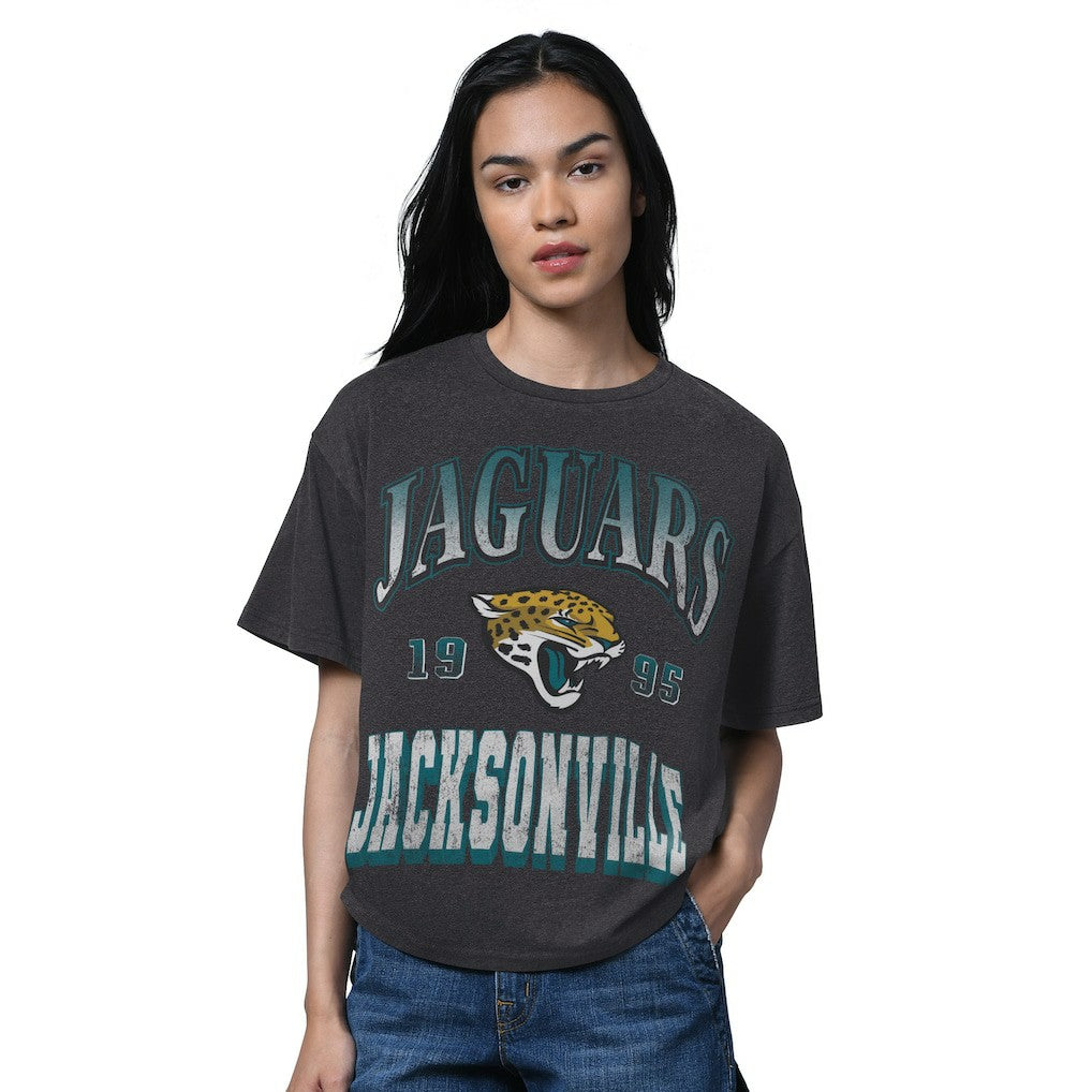 Jacksonville Jaguars Starter Women's Oversized Hall of Fame T-Shirt Heather Black - NFL