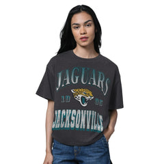 Jacksonville Jaguars Starter Women's Oversized Hall of Fame T-Shirt Heather Black - NFL