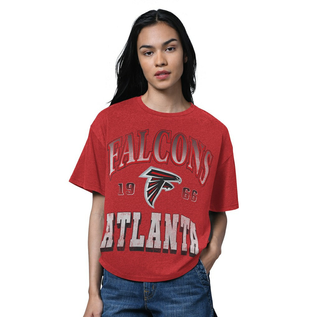 Atlanta Falcons Starter Women's Oversized Hall of Fame T-Shirt Heather Red - NFL