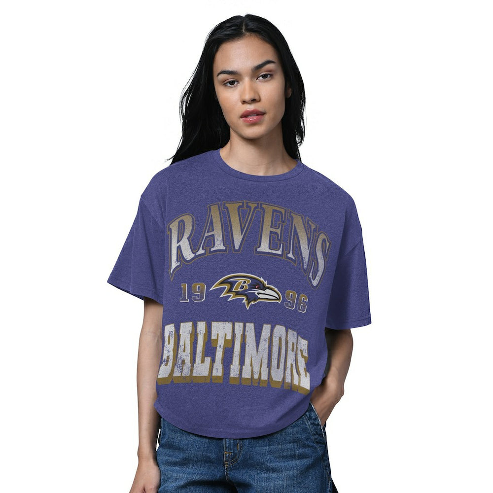 Baltimore Ravens Starter Women's Oversized Hall of Fame T-Shirt Heather Purple - NFL
