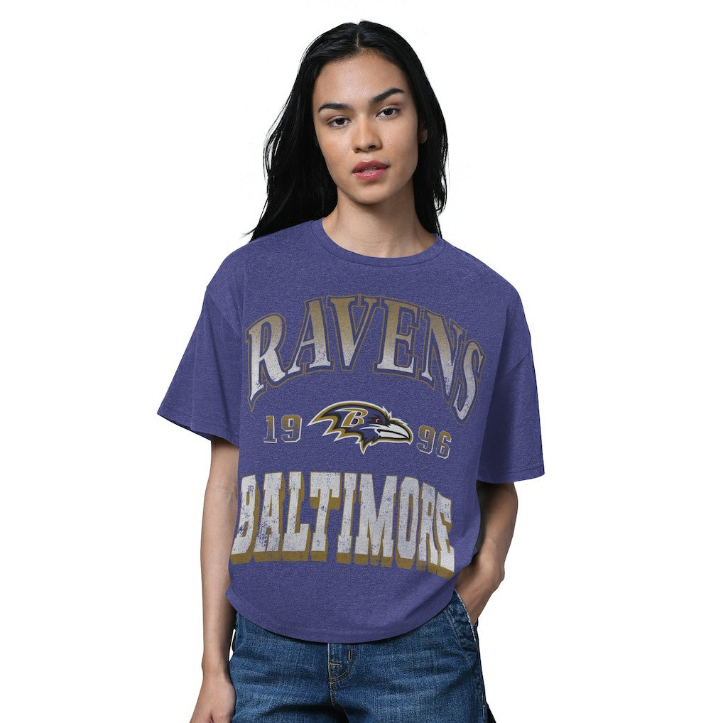 Baltimore Ravens Starter Women's Oversized Hall of Fame T-Shirt Heather Purple - NFL