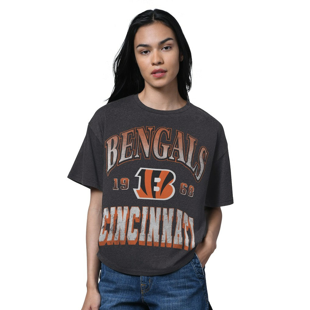 Cincinnati Bengals Starter Women's Oversized Hall of Fame T-Shirt Heather Black - NFL