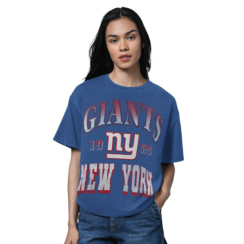 New York Giants Starter Women's Oversized Hall of Fame T-Shirt Heather Royal - NFL