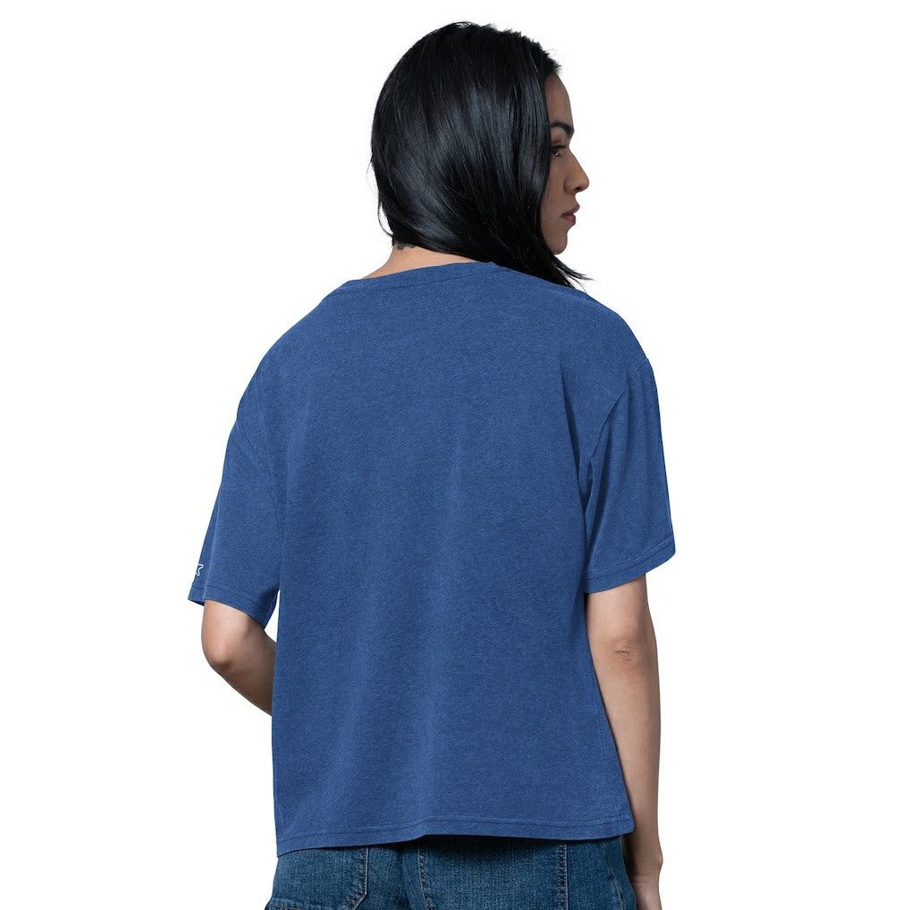 New York Giants Starter Women's Oversized Hall of Fame T-Shirt Heather Royal - NFL