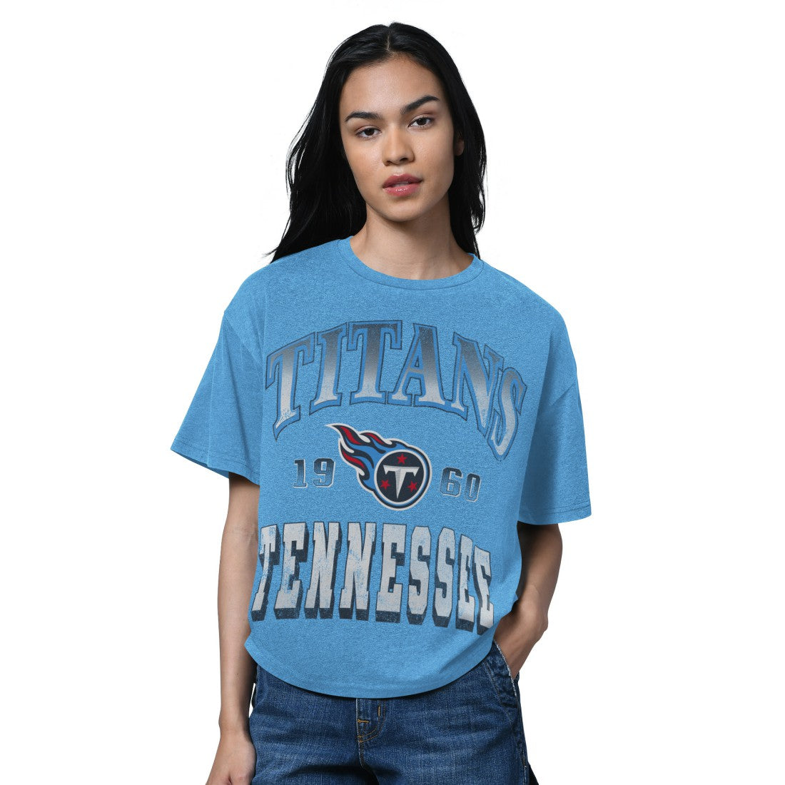 Tennessee Titans Starter Women's Oversized Hall of Fame T-Shirt Light Blue - NFL