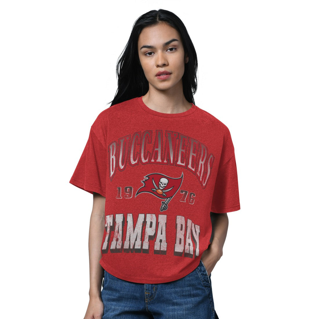 Tampa Bay Buccaneers Starter Women's Oversized Hall of Fame T-Shirt Heather Red - NFL