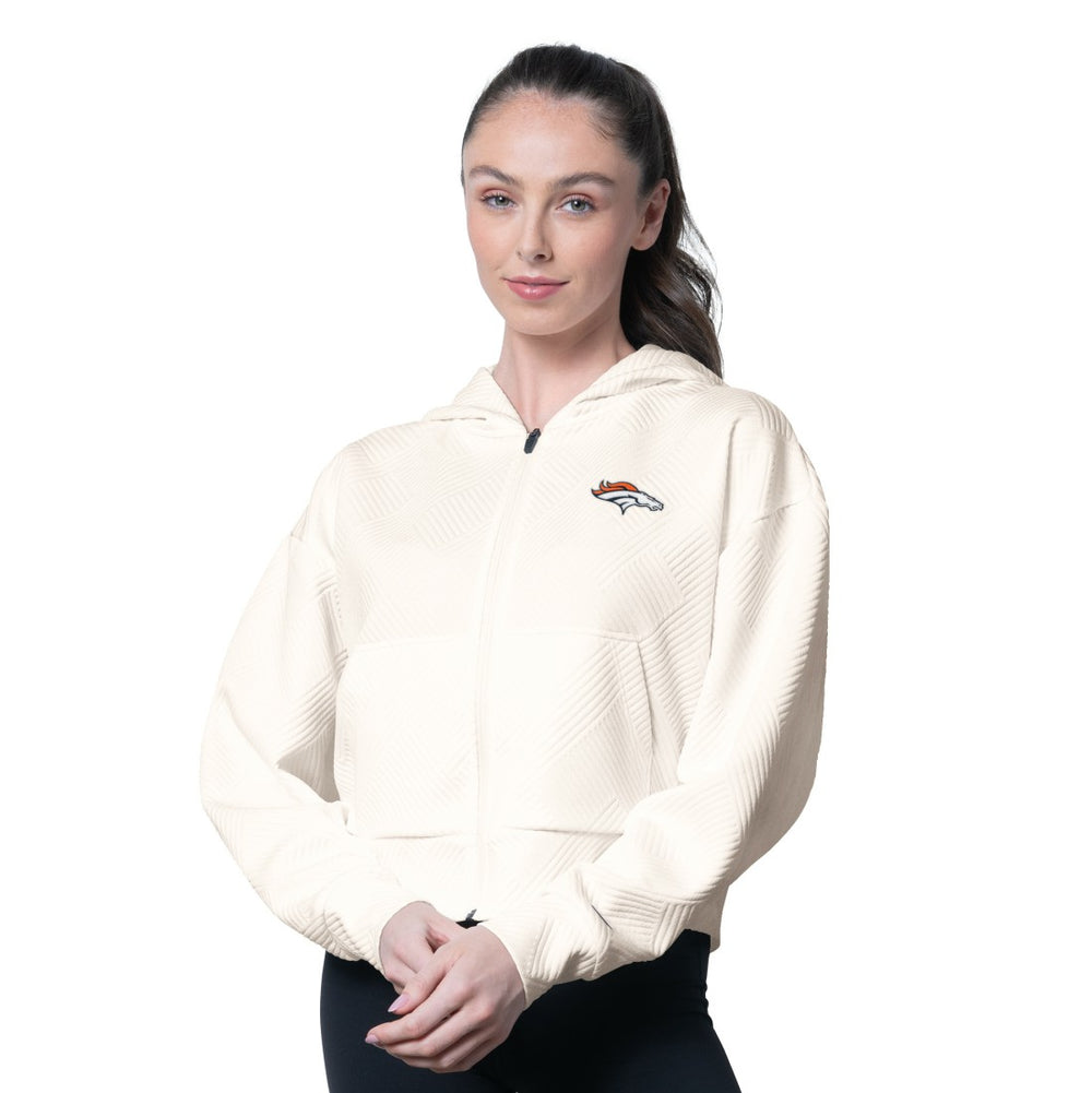 Denver Broncos MSX by Michael Strahan Women's Eleanor Full-Zip Hoodie Cream - NFL