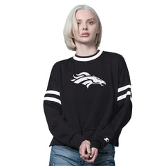 Denver Broncos Starter Women's Rally Drop Shoulder Cropped Sweatshirt Black - NFL