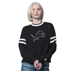 Detroit Lions Starter Women's Rally Drop Shoulder Cropped Sweatshirt Black - NFL