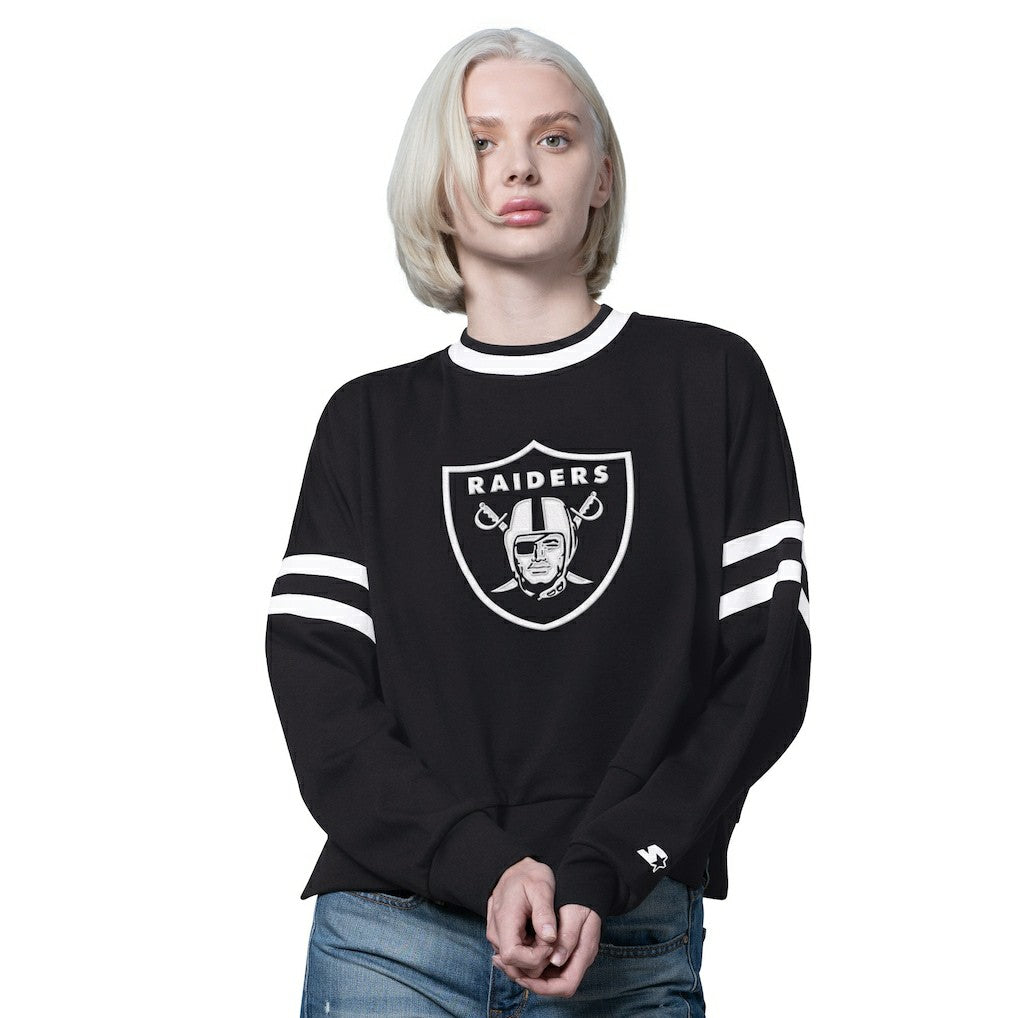 Las Vegas Raiders Starter Women's Rally Drop Shoulder Cropped Sweatshirt Black - NFL