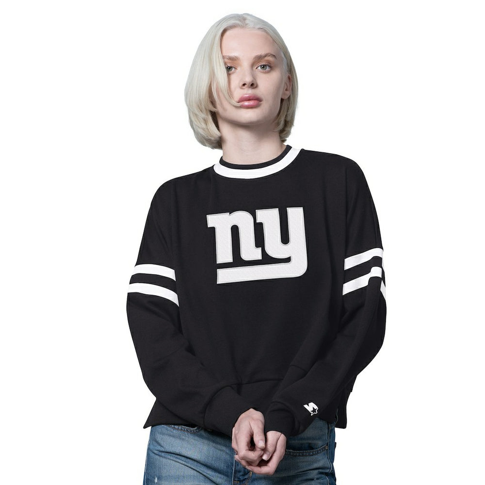 New York Giants Starter Women's Rally Drop Shoulder Cropped Sweatshirt Black - NFL