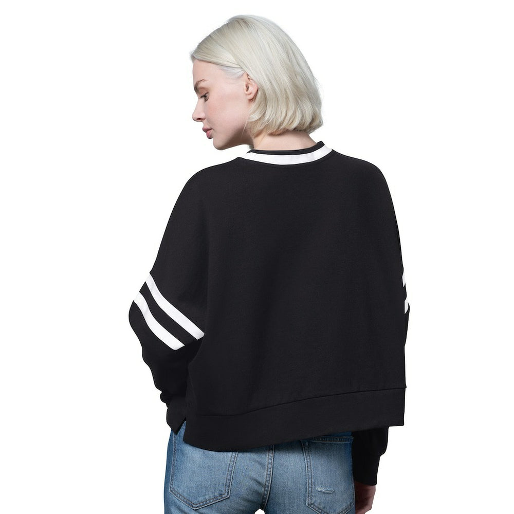 Carolina Panthers Starter Women's Rally Drop Shoulder Cropped Sweatshirt Black - NFL
