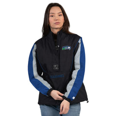 Seattle Seahawks Starter Women's Thursday Night Gridiron Half-Zip Jacket Black/College Navy - NFL
