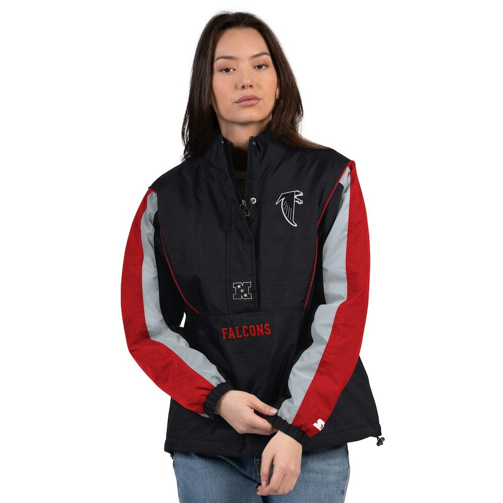 Atlanta Falcons Starter Women's Thursday Night Gridiron Half-Zip Jacket Black/Red - NFL