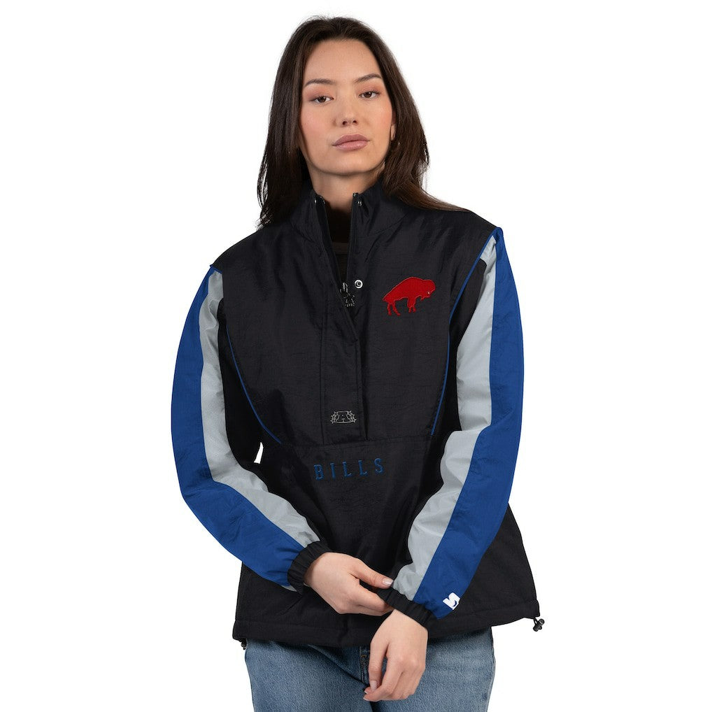 Buffalo Bills Starter Women's Thursday Night Gridiron Half-Zip Jacket Black/Royal - NFL