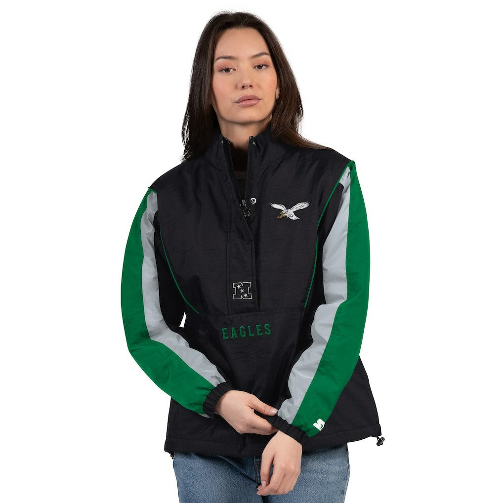 Philadelphia Eagles Starter Women's Thursday Night Gridiron Half-Zip Jacket Black/Kelly Green - NFL
